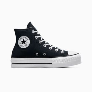 Black high top platform converse. Size 8